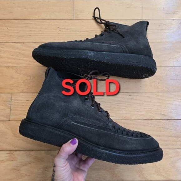 All SaintsMoth monochrome black charcoal suede bootsMENS 10